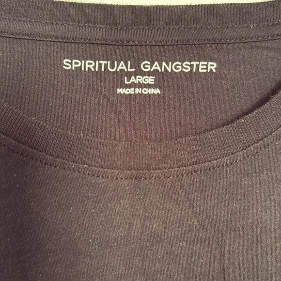 Spiritual Gangster Black Tank with Gold Hamsa NWOT Size L - Picture 3 of 5